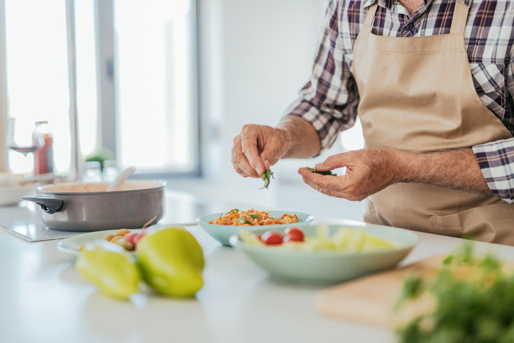 preparing a salad