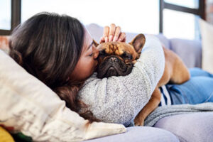 dog owner with pet