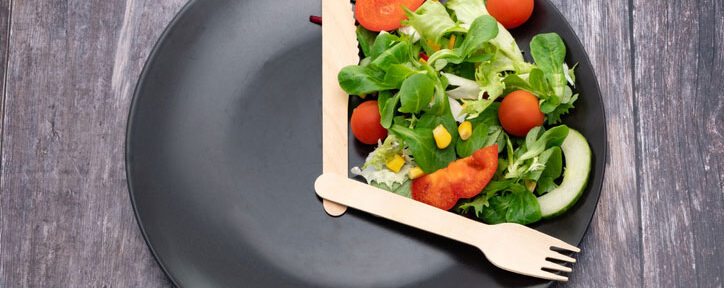 intermittent fasting using plate divided by utensils